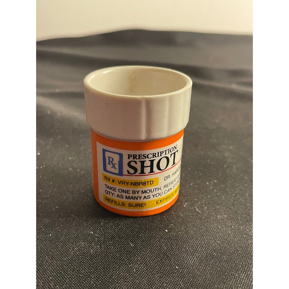 BigMouth Inc Prescription Shot Glass Funny Pill Bottle Ceramic Orange White Rx